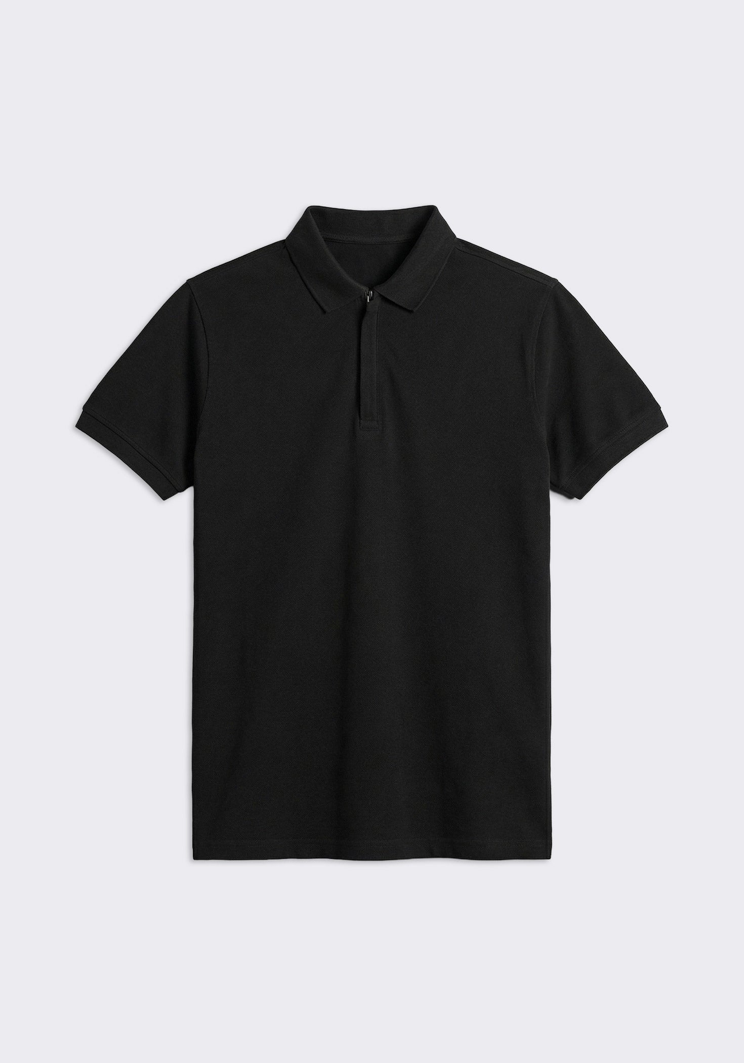 Polo con zip 100% cotone|Colore:Nero