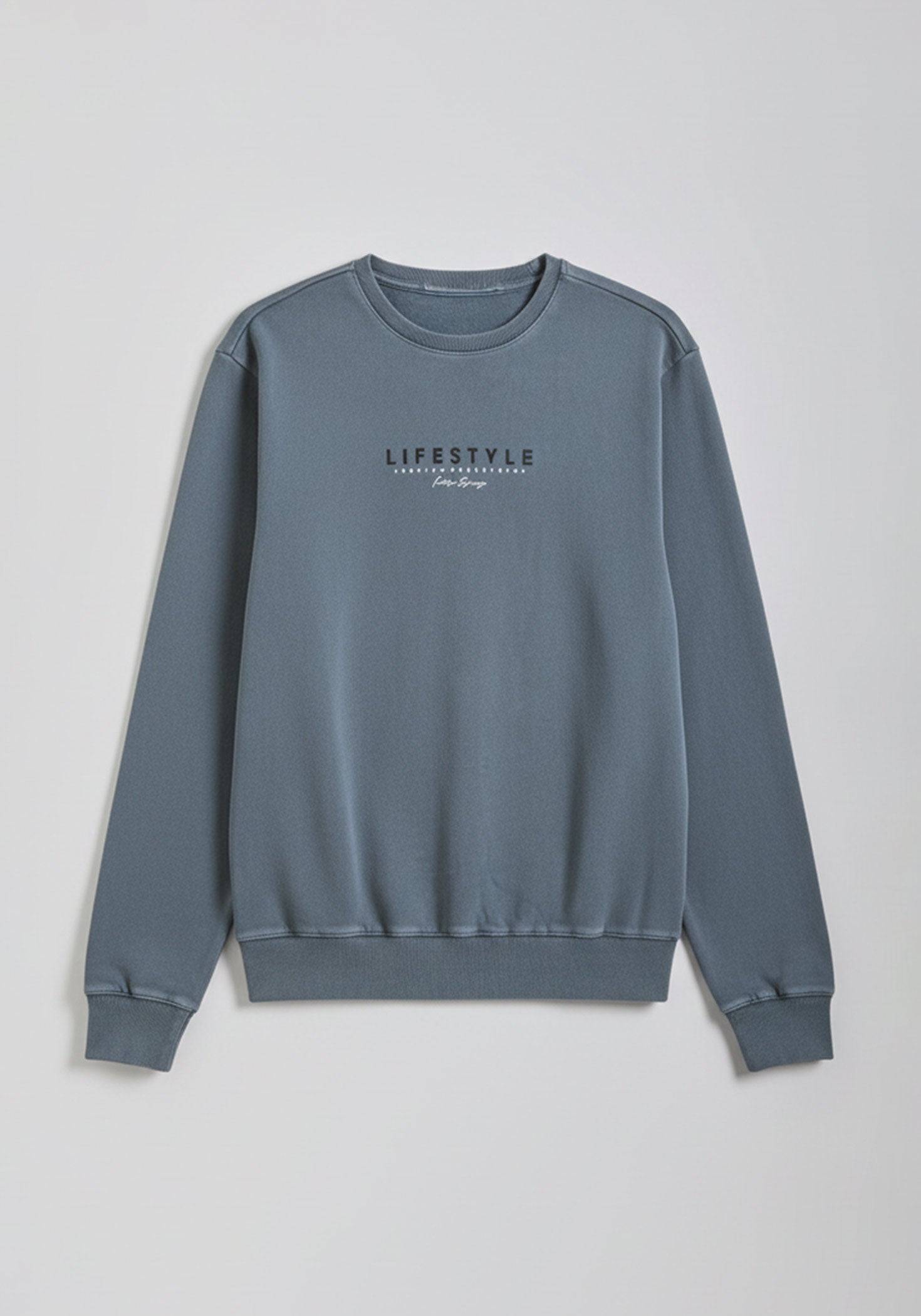 Felpa girocollo con stampa|Colore:Ciano