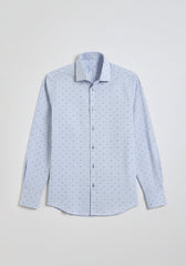 Camicia in cotone con microfantasia|Colore:Celeste