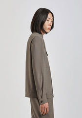 Giacca camicia con collo coreano|Colore:Grigio melange