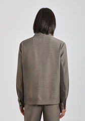 Giacca camicia con collo coreano|Colore:Grigio melange