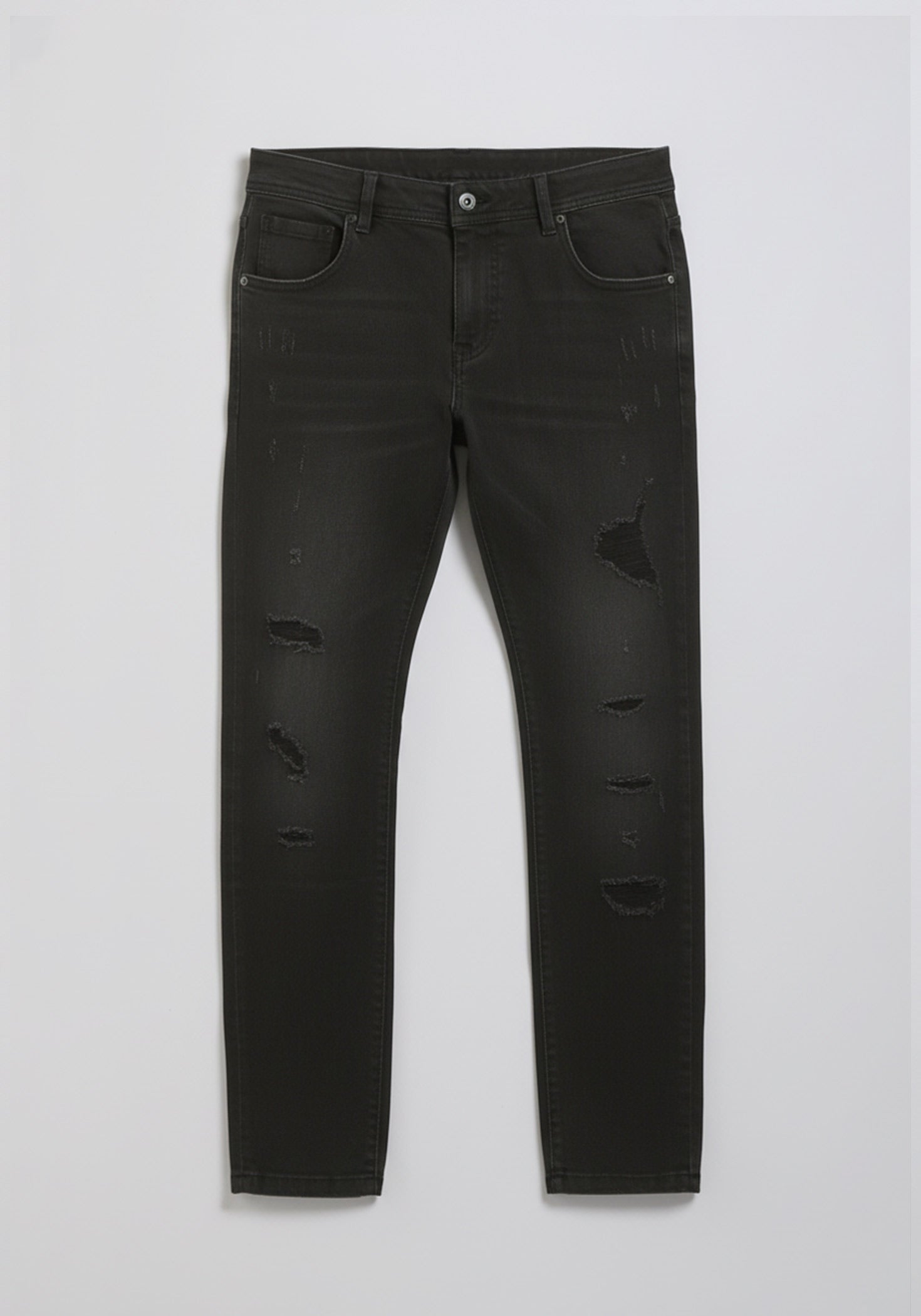 Jeans skinny fit nero con strappi|Colore:Jeans nero