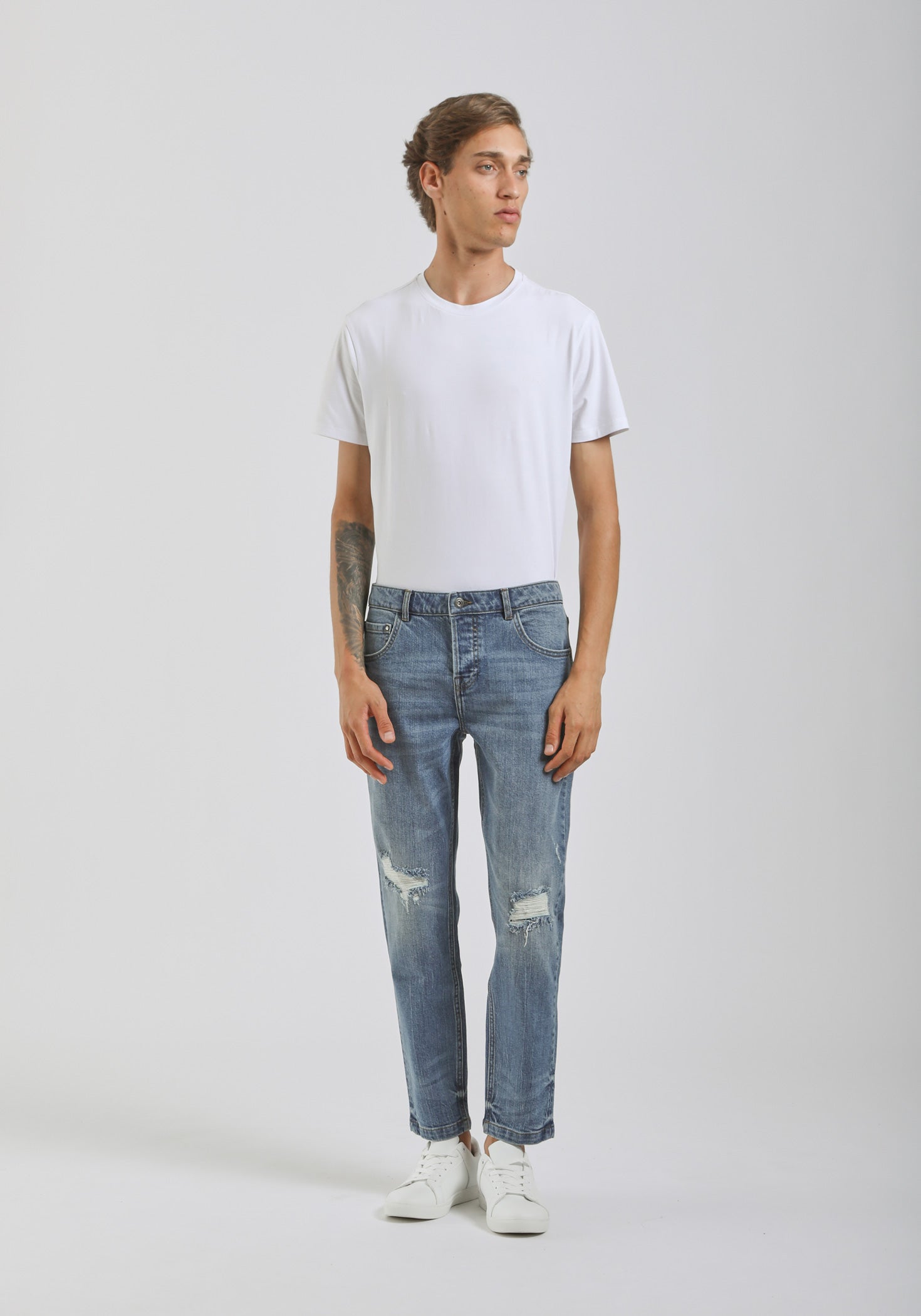 Jeans skinny fit con strappi|Colore:Jeans