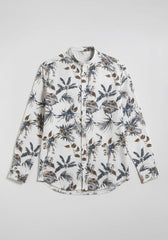 Camicia misto lino fantasia|Colore:Bianco