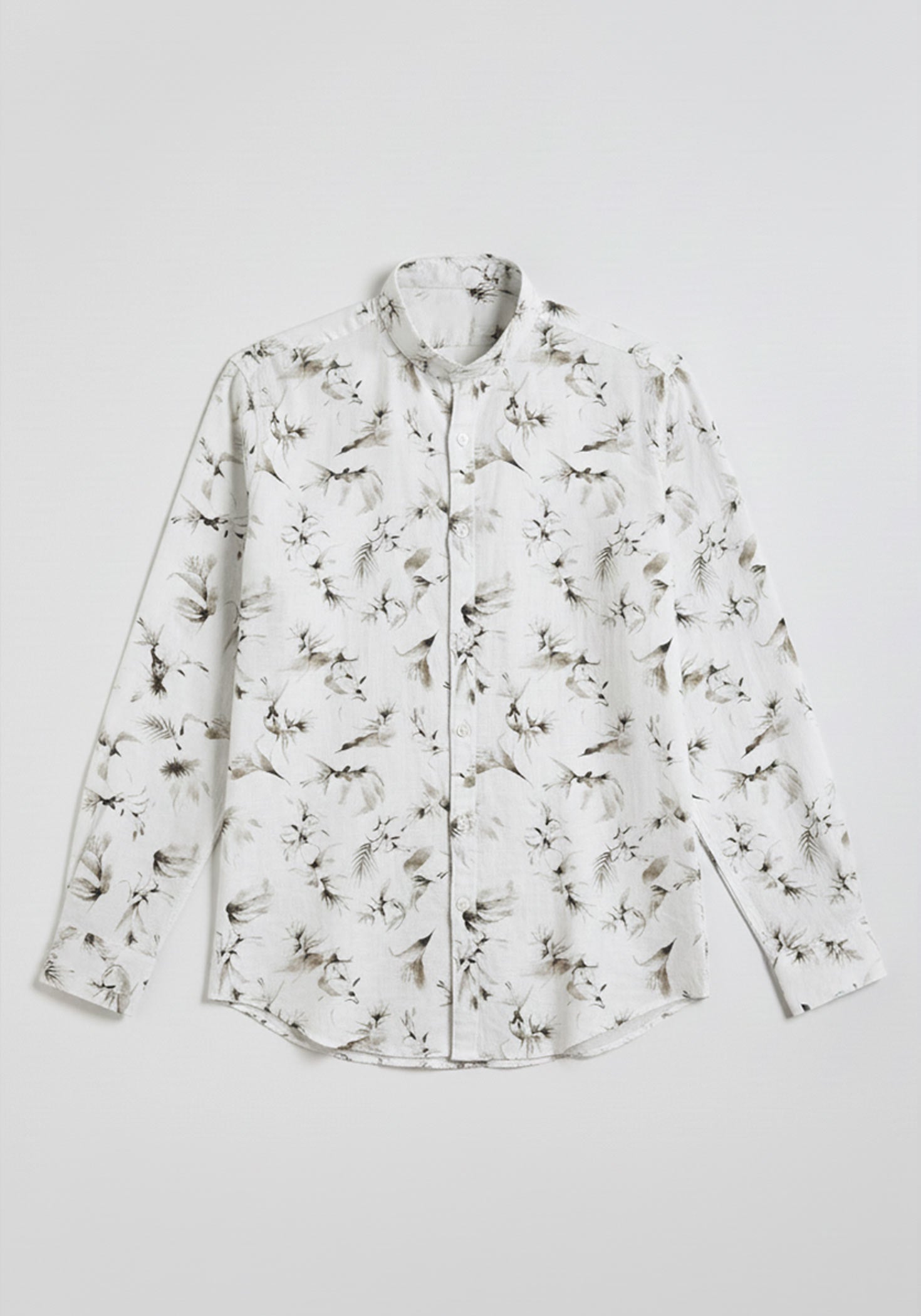 Camicia misto lino fantasia|Colore:Bianco