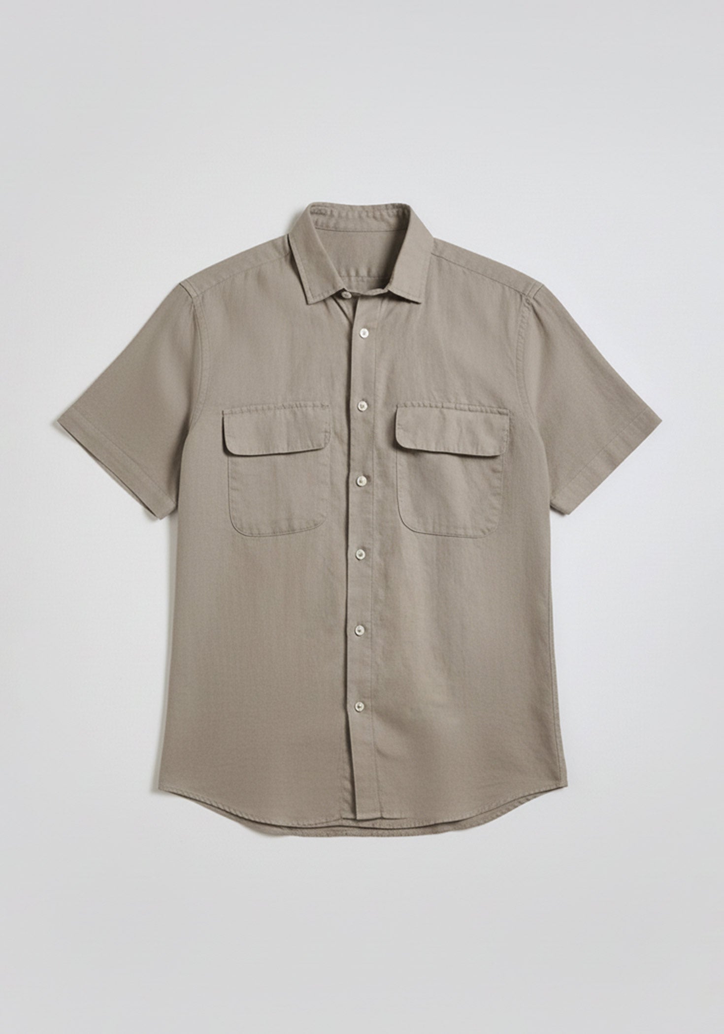 Camicia mezza manica misto lino|Colore:Fango