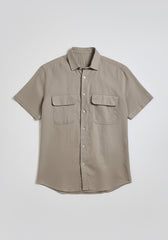 Camicia mezza manica misto lino|Colore:Fango