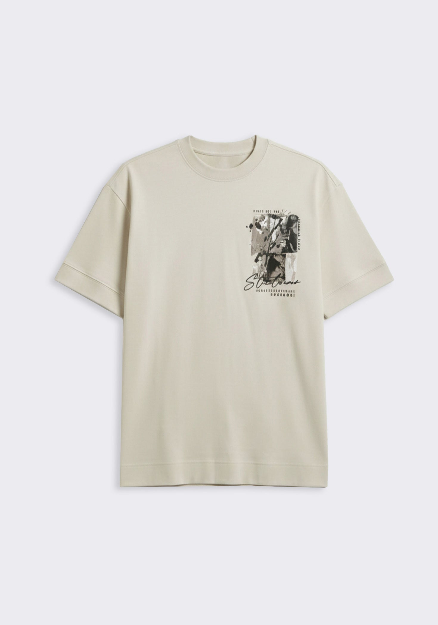 T-shirt over con stampa|Colore:Ecrù