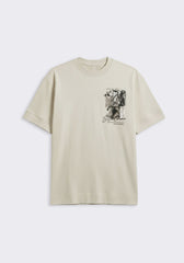 T-shirt over con stampa|Colore:Ecrù