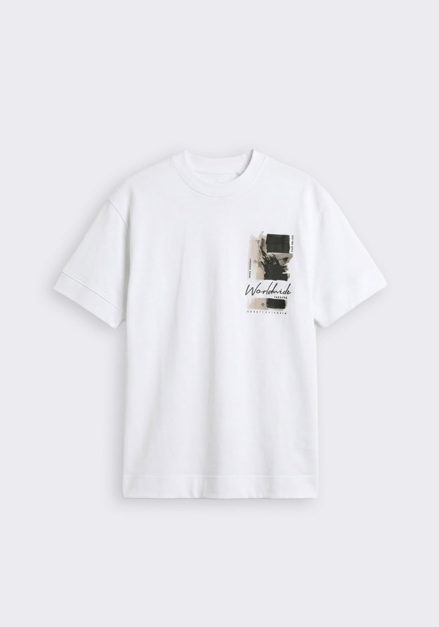 T-shirt over con stampa|Colore:Bianco