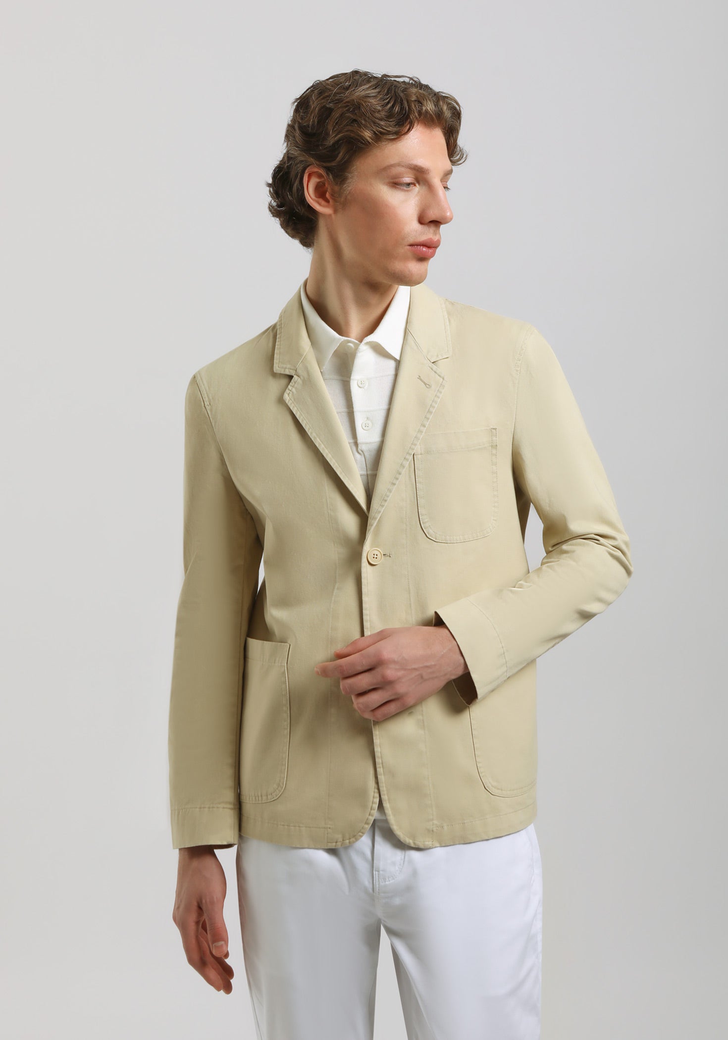 Giacca tinta unita 100% cotone|Colore:Beige