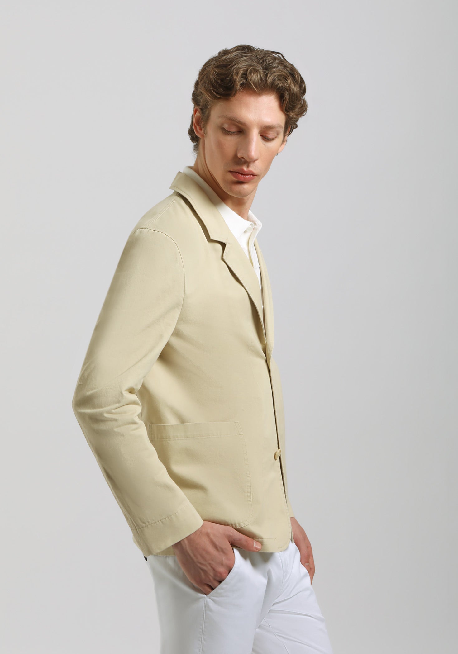 Giacca tinta unita 100% cotone|Colore:Beige