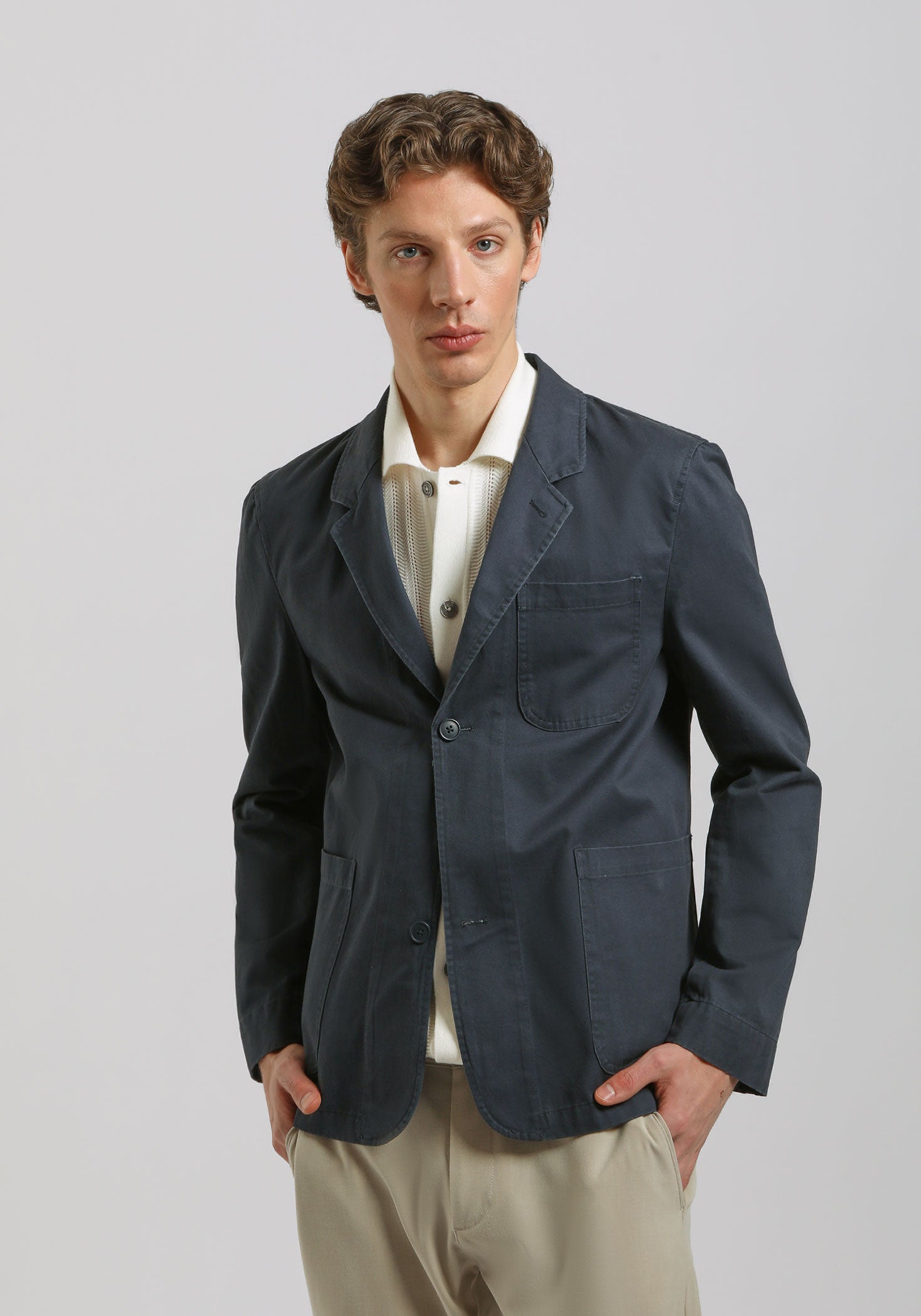 Giacca tinta unita 100% cotone|Colore:Blue