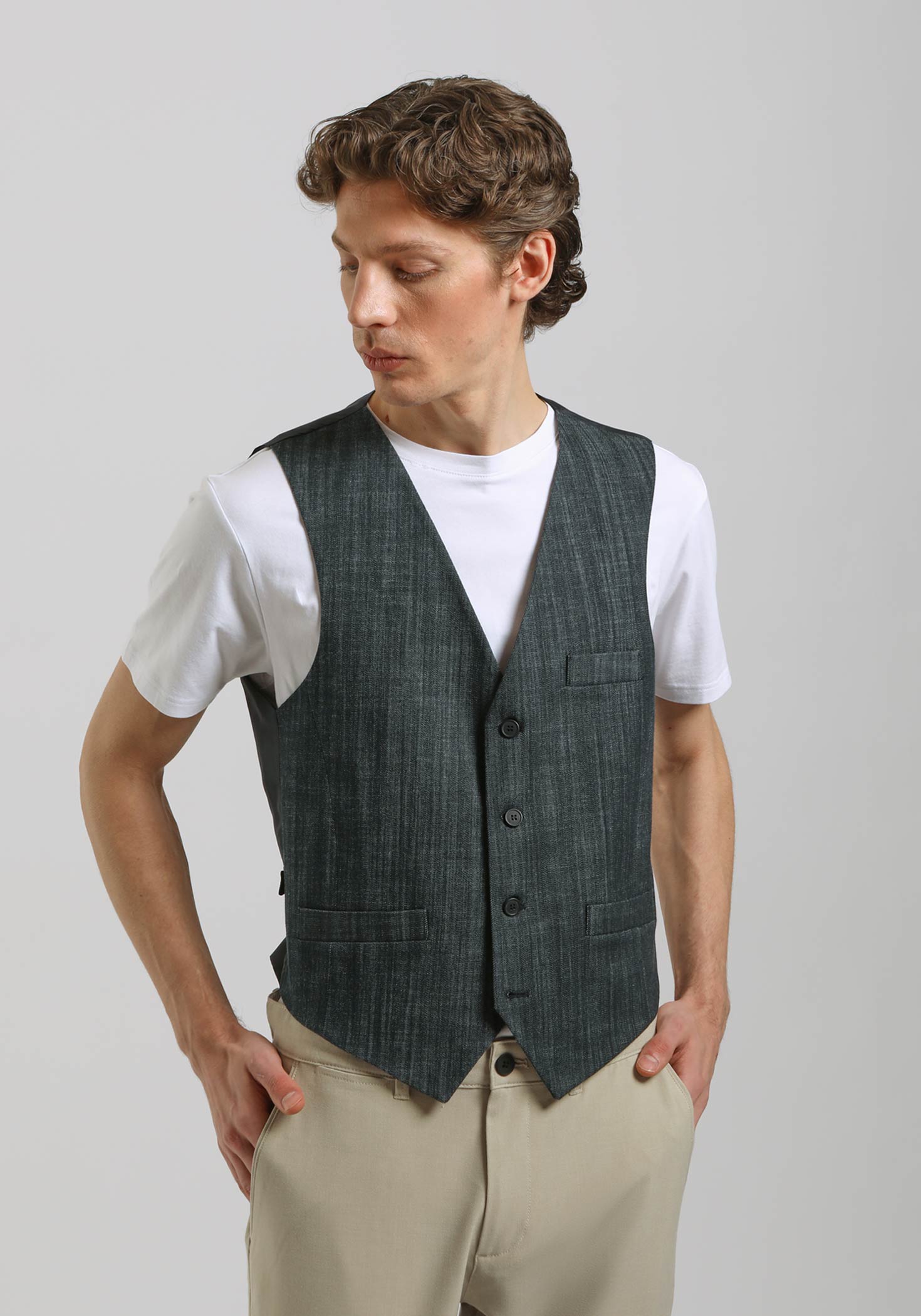Gilet strutturato misto cotone|Colore:Denim