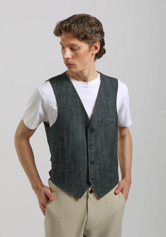 Gilet strutturato misto cotone|Colore:Denim