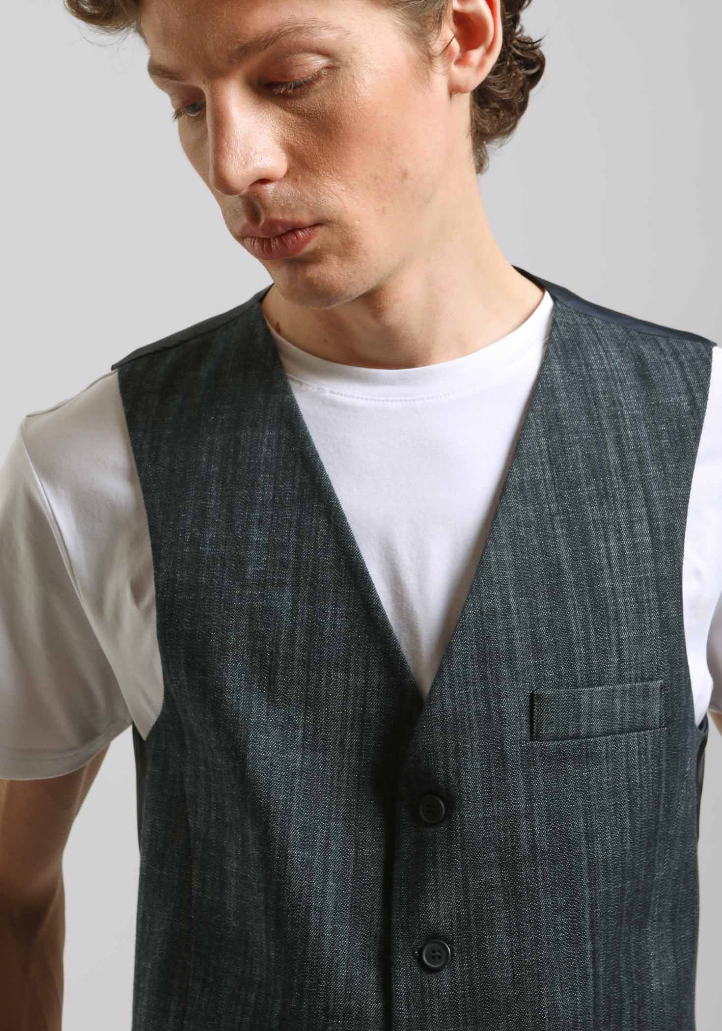 Gilet strutturato misto cotone|Colore:Denim