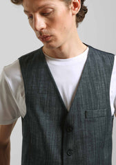 Gilet strutturato misto cotone|Colore:Denim