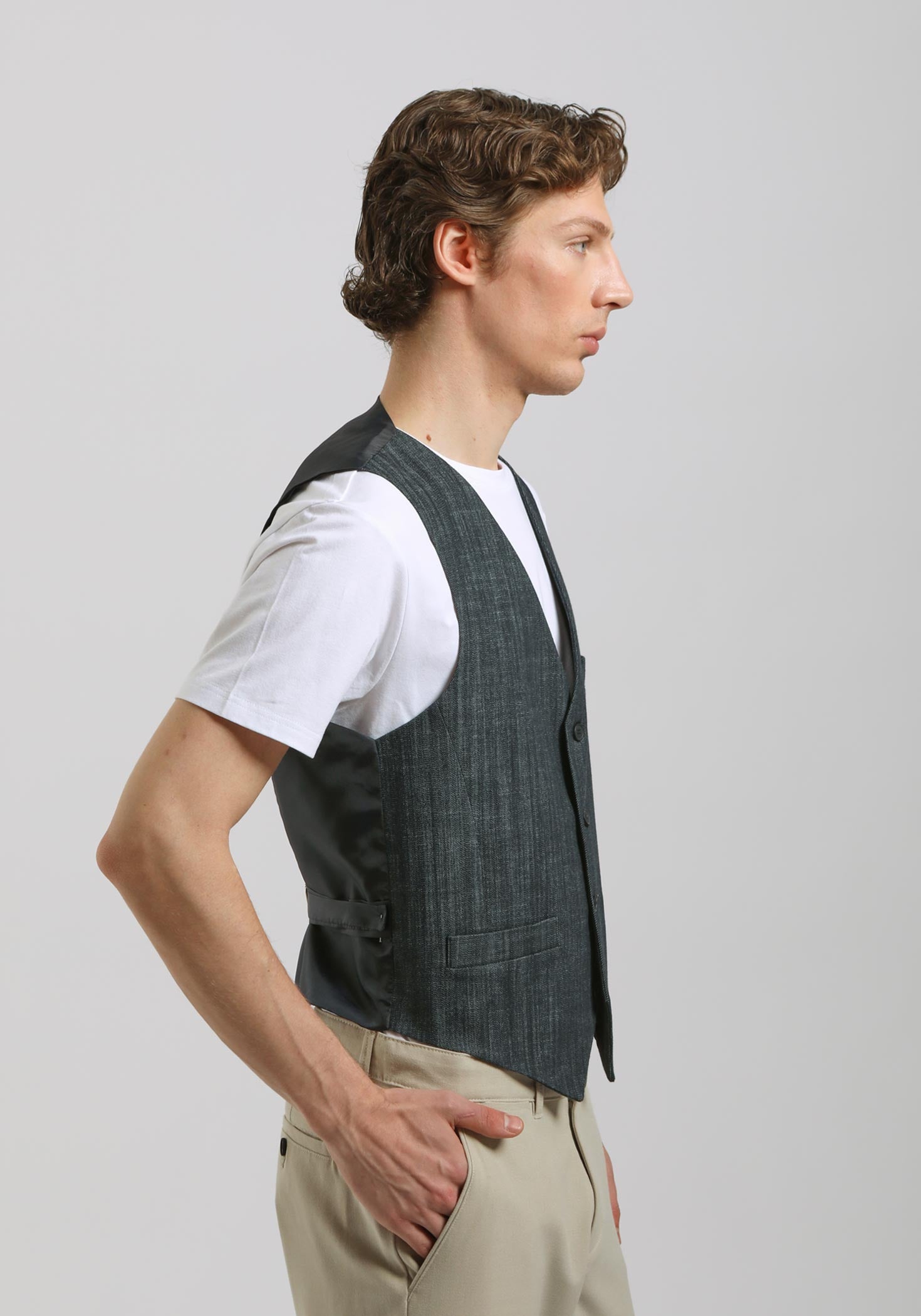 Gilet strutturato misto cotone|Colore:Denim