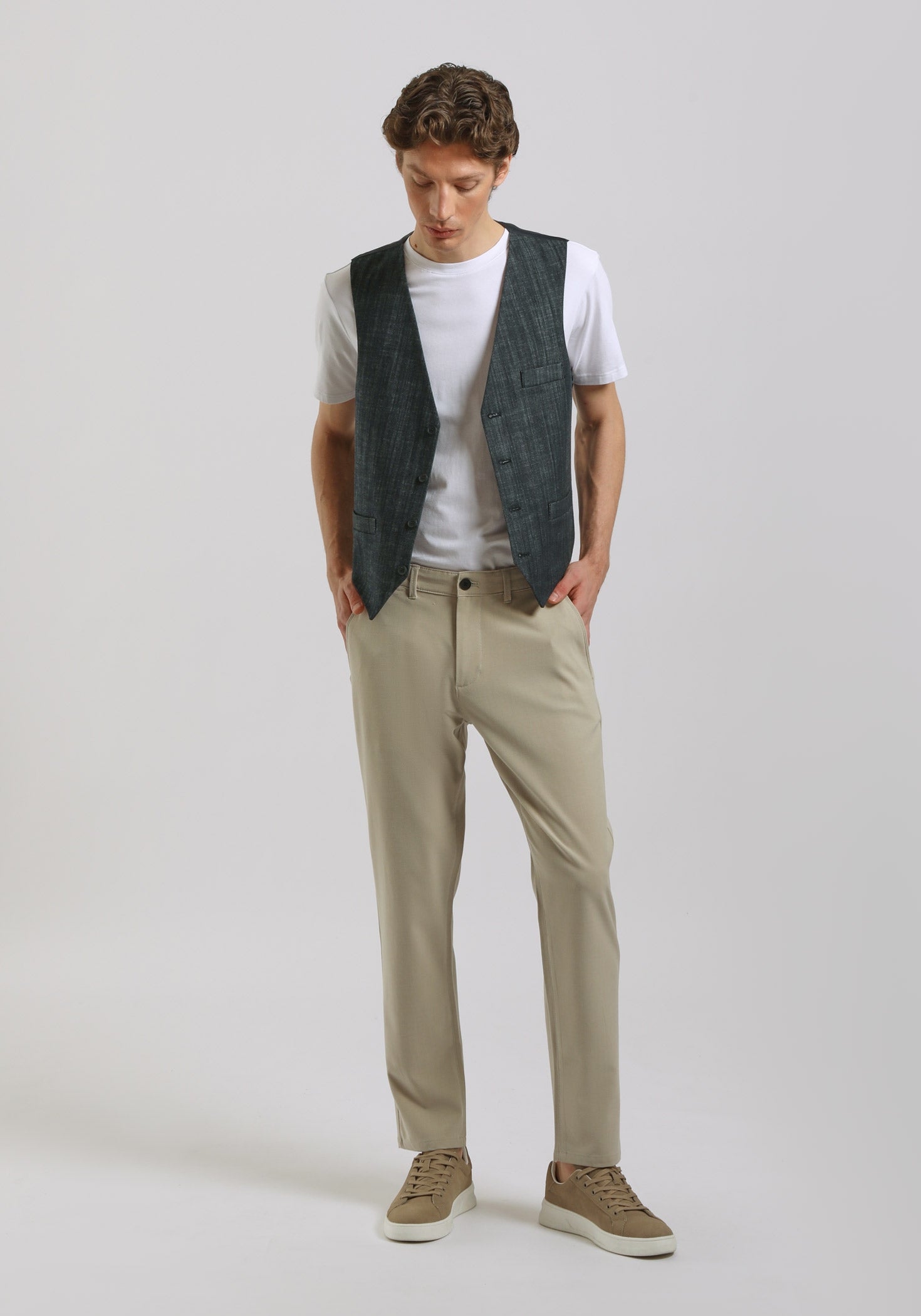 Gilet strutturato misto cotone|Colore:Denim