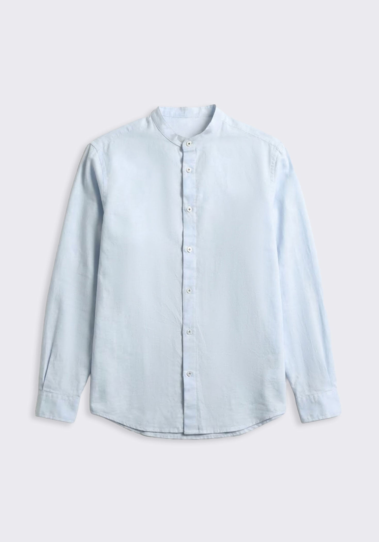 Camicia misto lino con collo coreano|Colore:Celeste