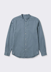 Camicia misto lino con collo coreano|Colore:Ciano