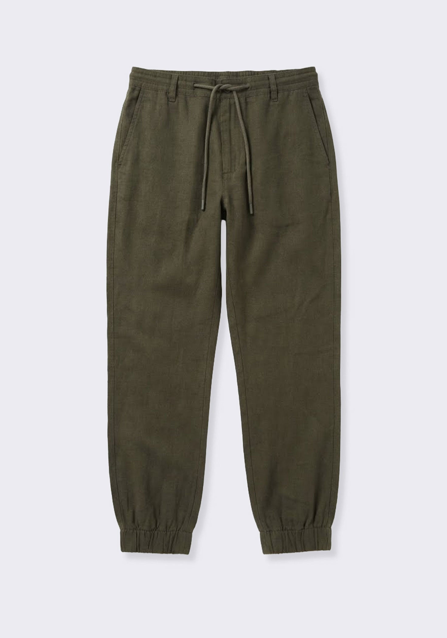 Pantaloni misto lino con elastici alle caviglie|Colore:Verde