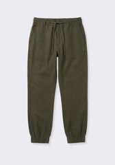 Pantaloni misto lino con elastici alle caviglie|Colore:Verde