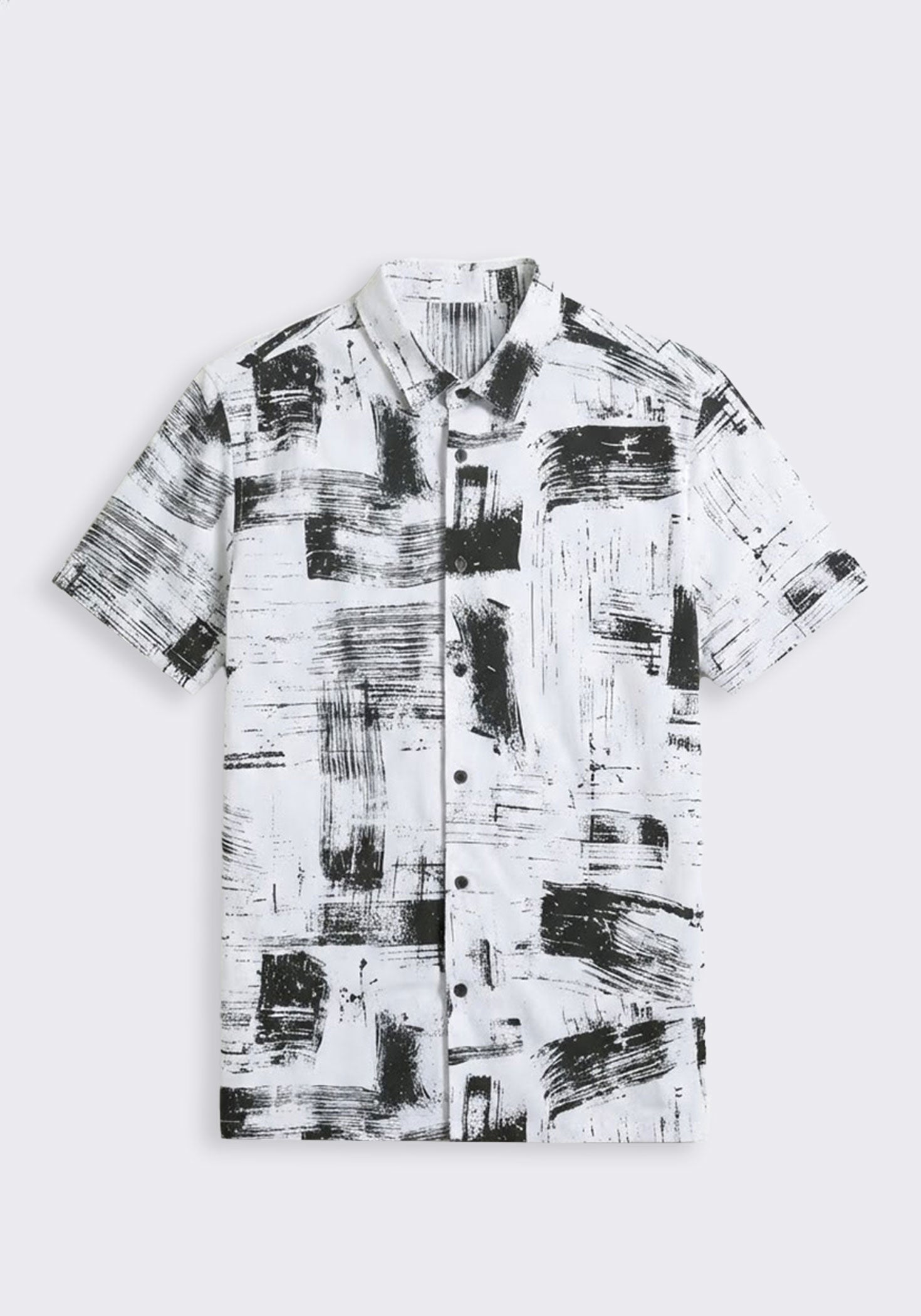 Camicia mezza manica in tessuto elastico con fantasia|Colore:Bianco
