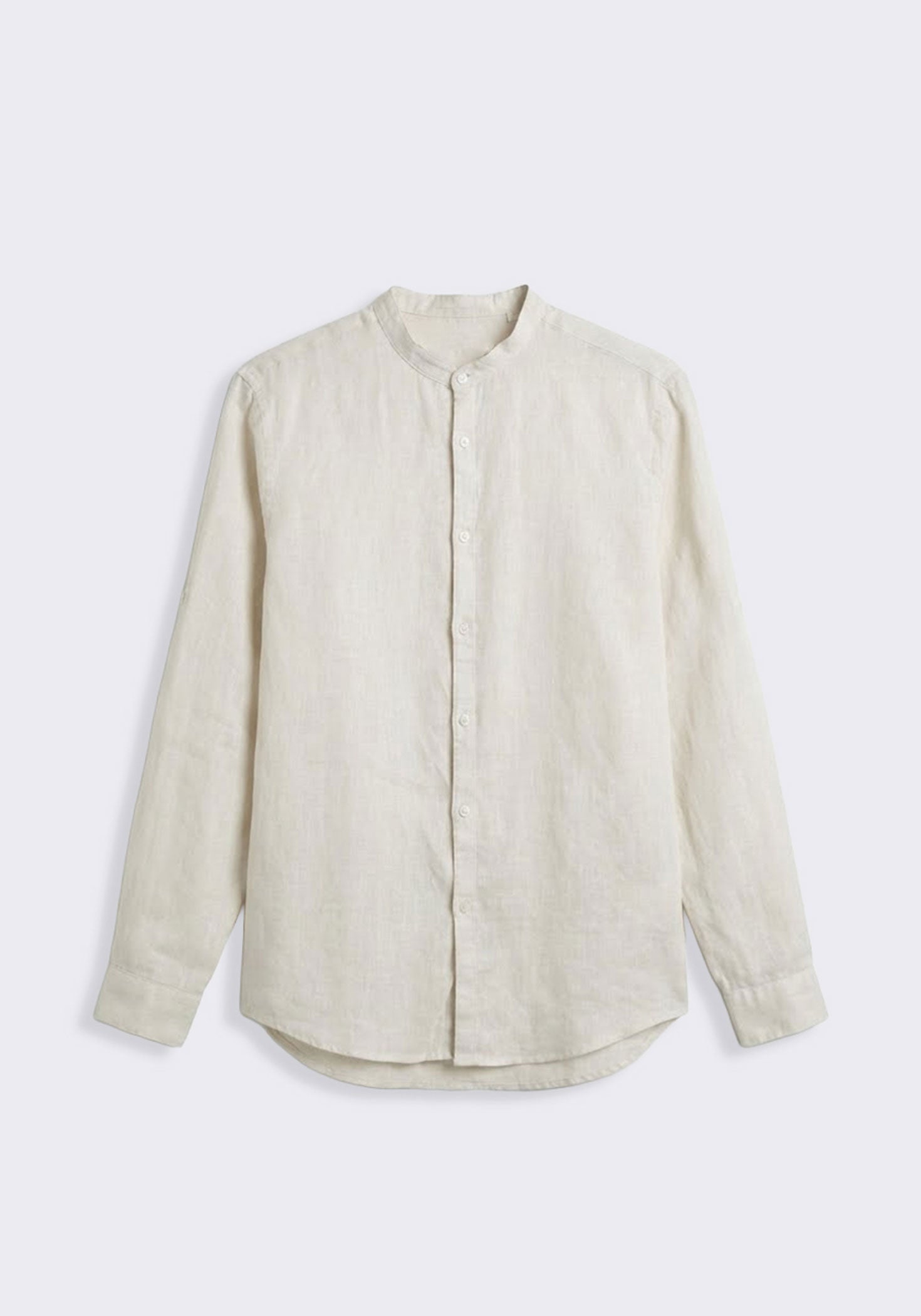 Camicia 100% lino con collo coreano|Colore:Beige chiaro