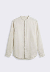 Camicia 100% lino con collo coreano|Colore:Beige chiaro