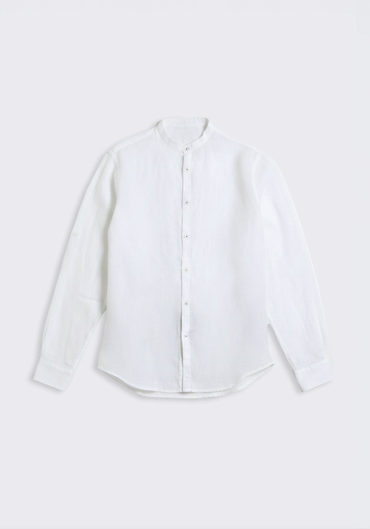 Camicia 100% lino con collo coreano|Colore:Bianco
