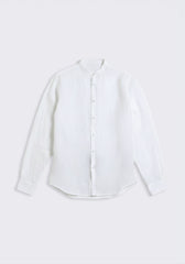 Camicia 100% lino con collo coreano|Colore:Bianco