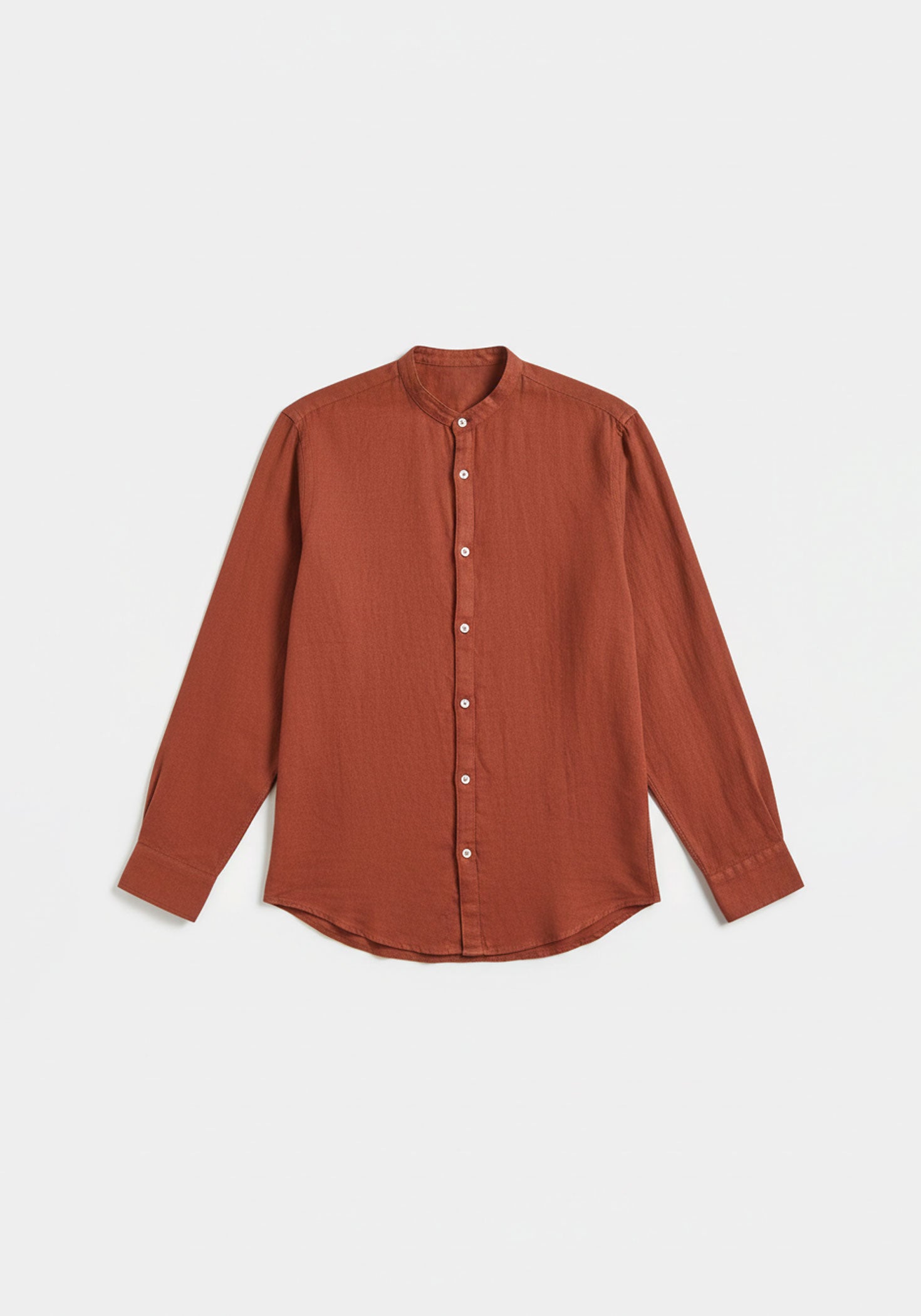 Camicia 100% lino con collo coreano|Colore:Rame