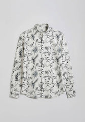 Camicia misto lino fantasia|Colore:Bianco