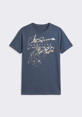T-shirt 100% cotone con stampa|Colore:Jeans