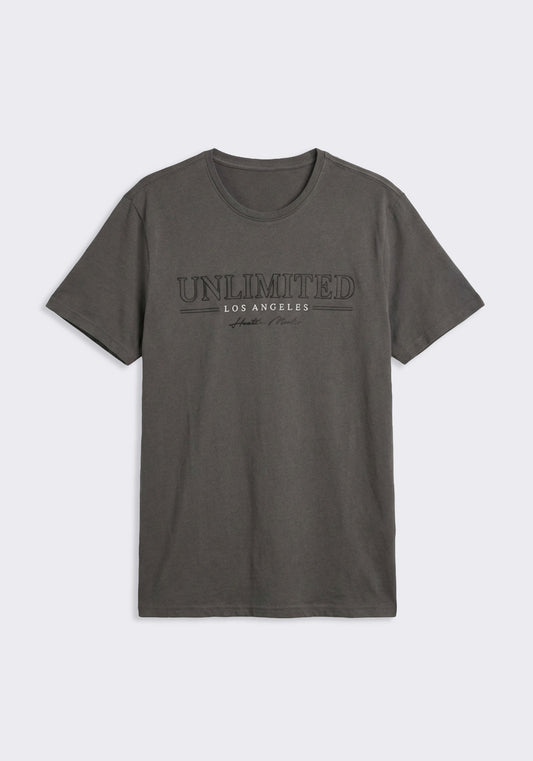 T-shirt 100% cotone con stampa|Colore:Grigio scuro