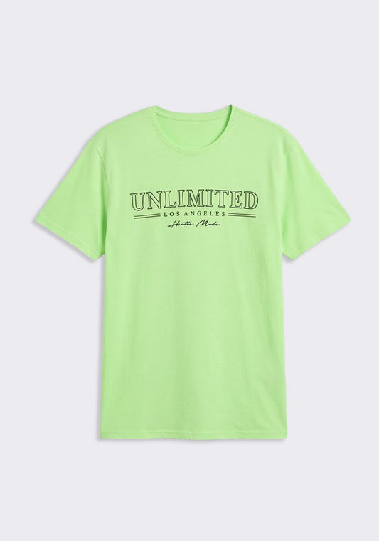 T-shirt 100% cotone con stampa|Colore:Verde fluo