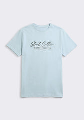 T-shirt 100% cotone con stampa|Colore:Cielo