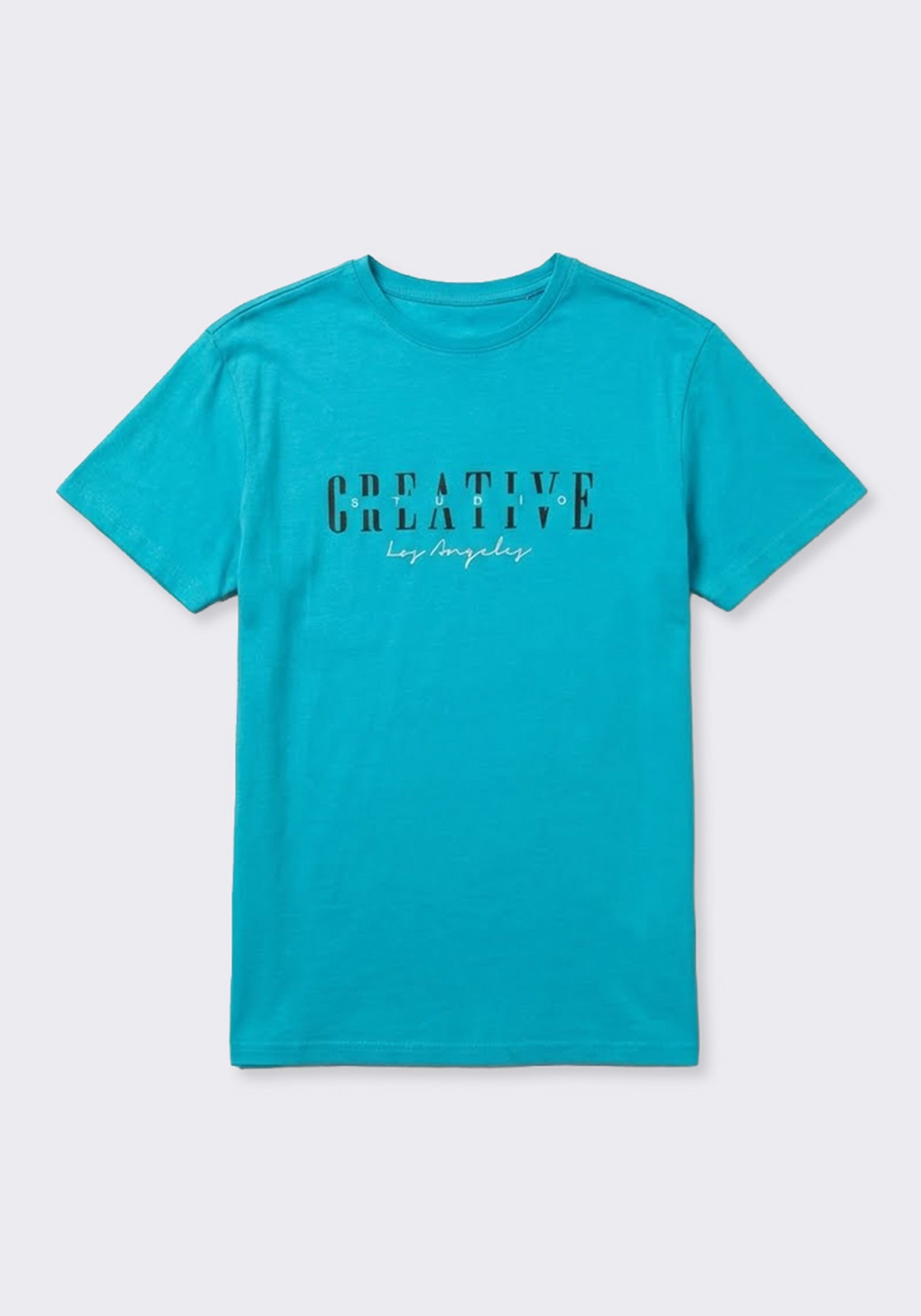 T-shirt 100% cotone con stampa|Colore:Turchese