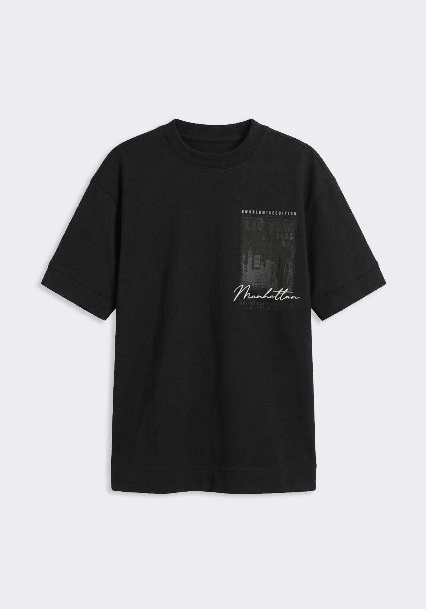T-shirt over con stampa|Colore:Nero