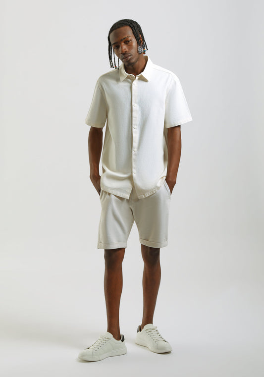 Bermuda in felpa misto cotone|Colore:Off white