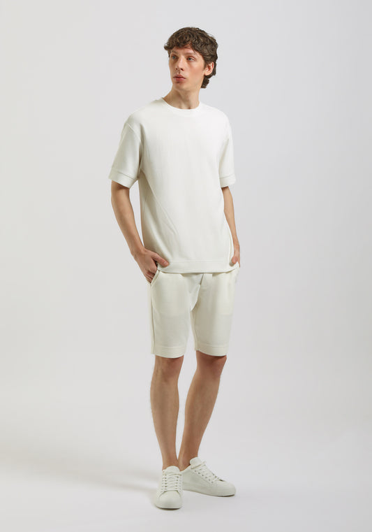 Bermuda in felpa misto cotone|Colore:Off white