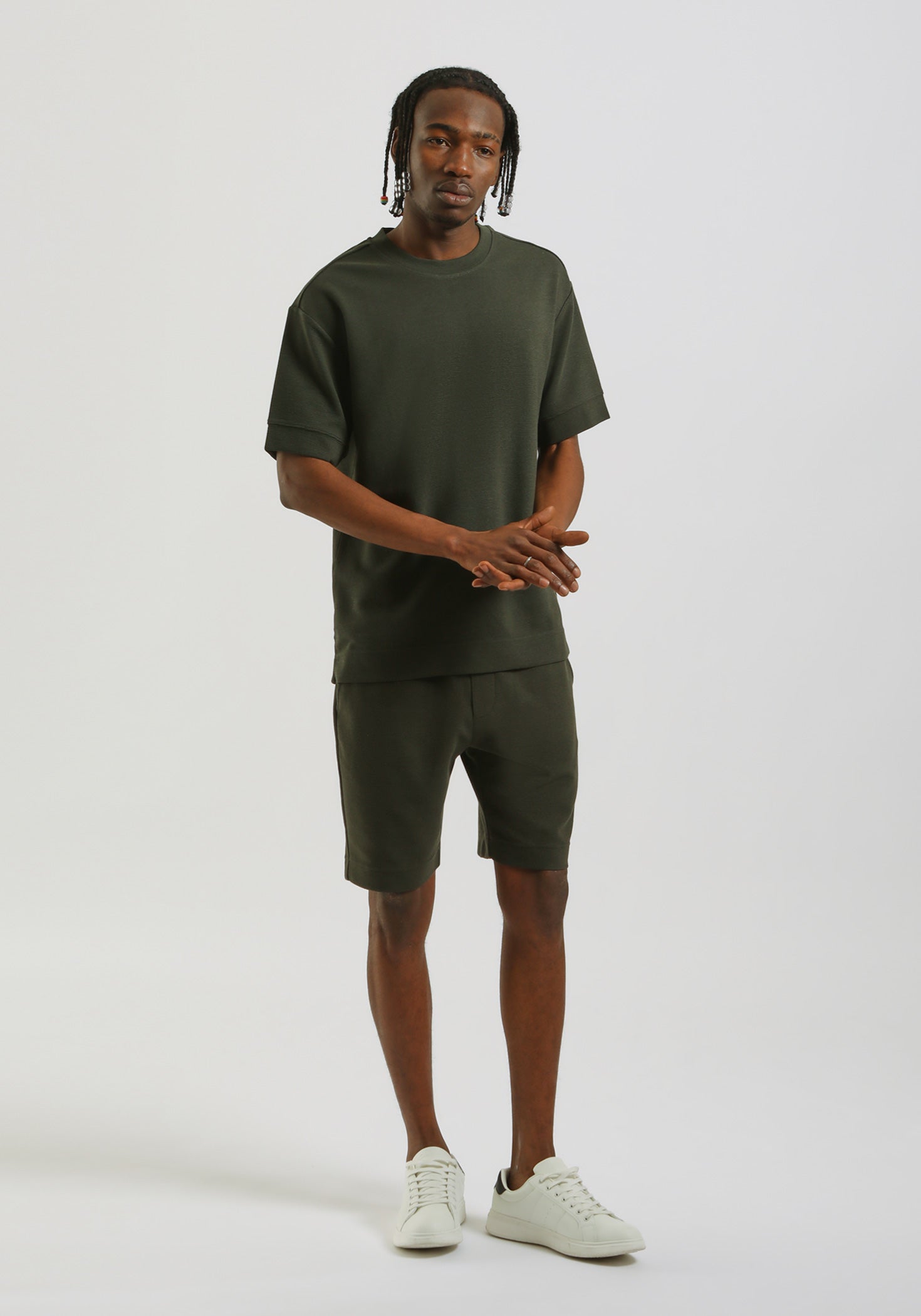 Bermuda in felpa misto cotone|Colore:Verde bosco