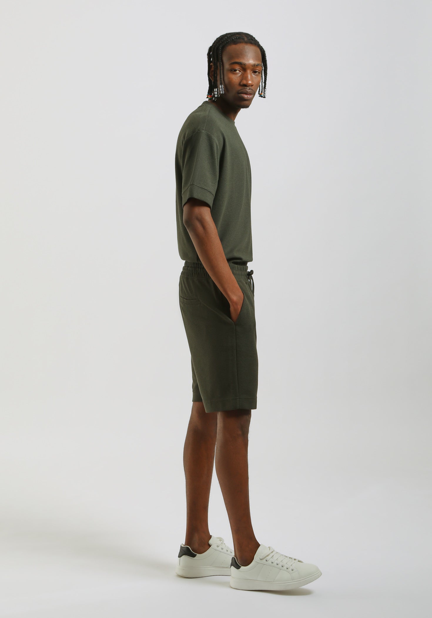 Bermuda in felpa misto cotone|Colore:Verde bosco