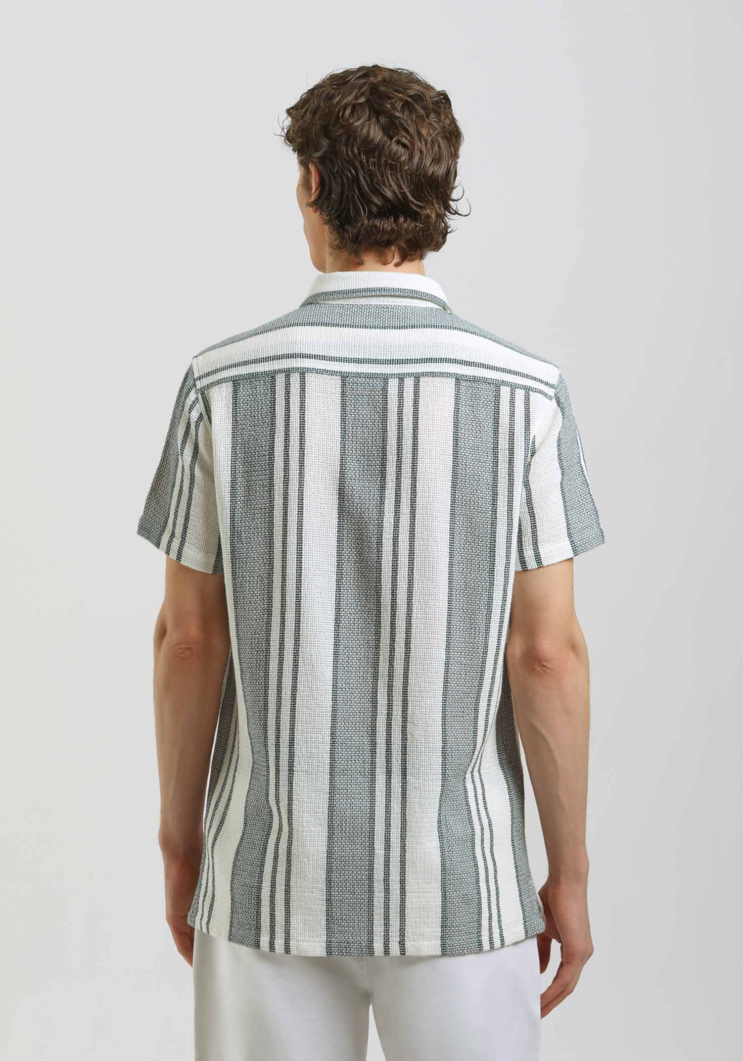 Camicia mezza manica a righe|Colore:Grigio