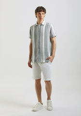 Camicia mezza manica a righe|Colore:Grigio