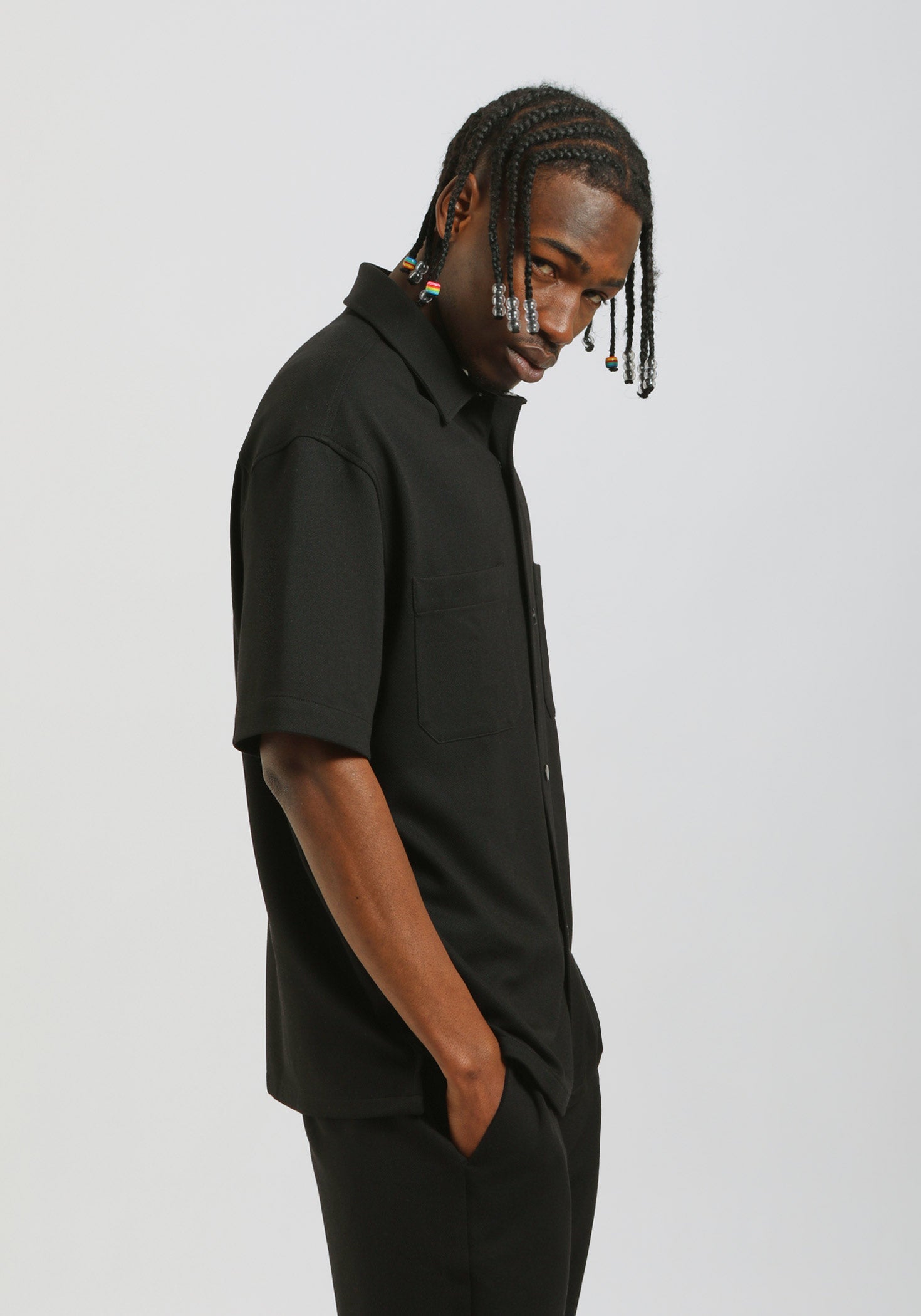 Camicia mezza manica con tasconi|Colore:Nero