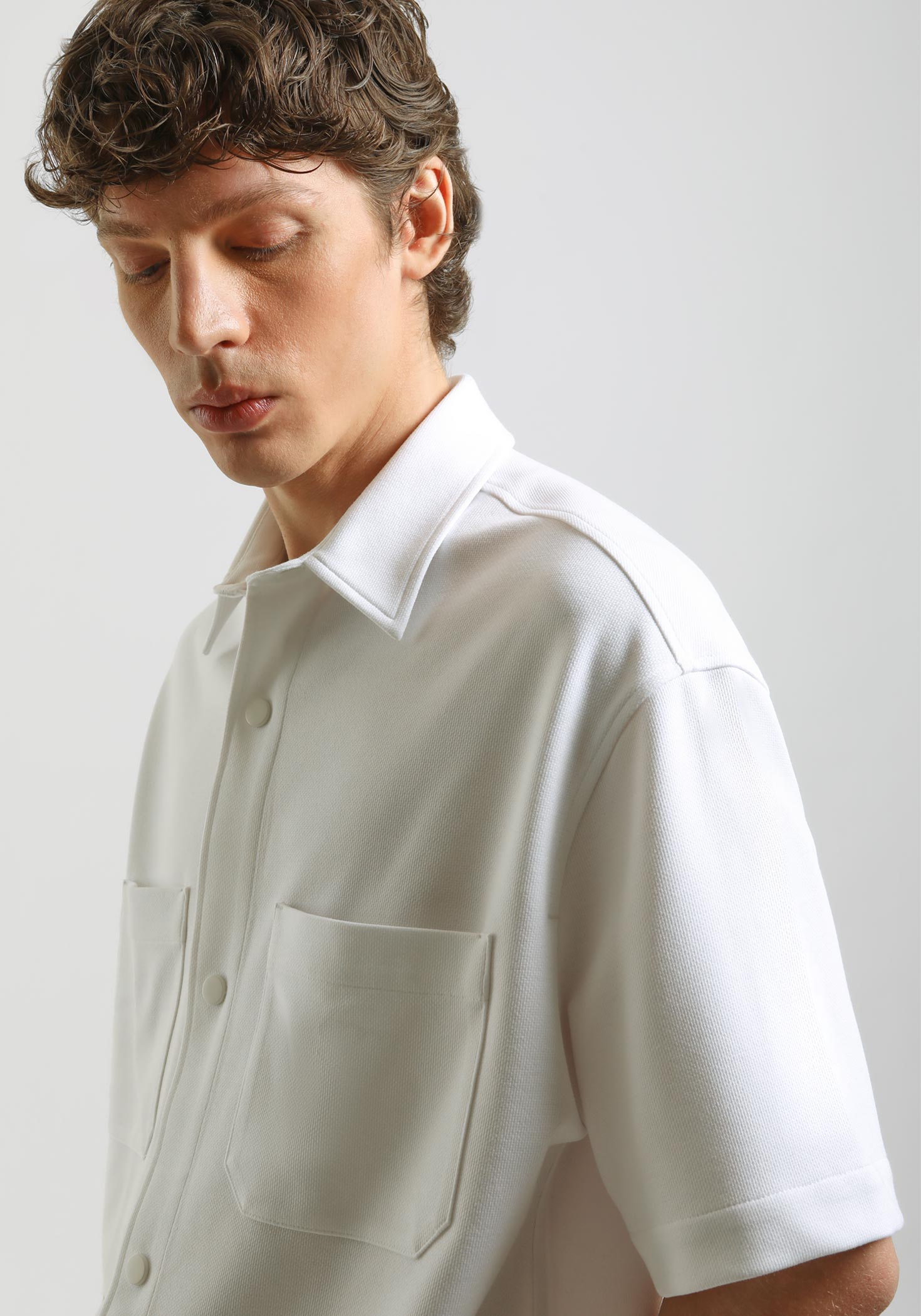 Camicia mezza manica con tasconi|Colore:Off white
