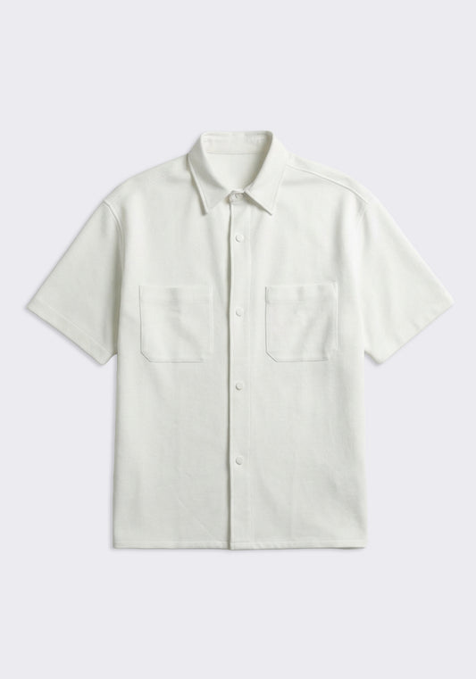 Camicia mezza manica con tasconi|Colore:Off white