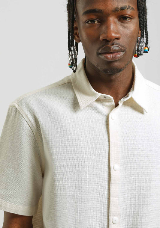 Camicia mezza manica misto cotone|Colore:Off white